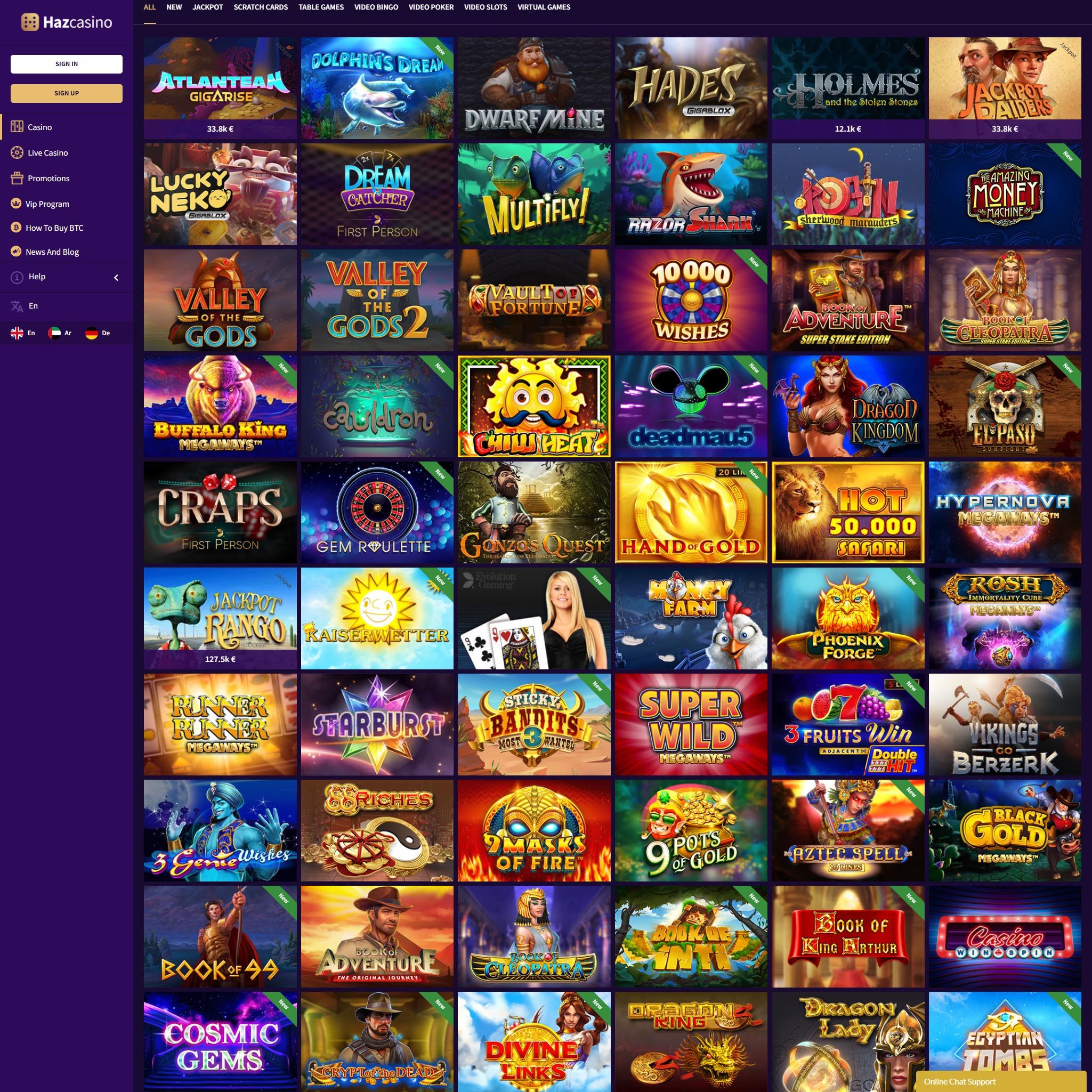 Find Haz Casino game catalog